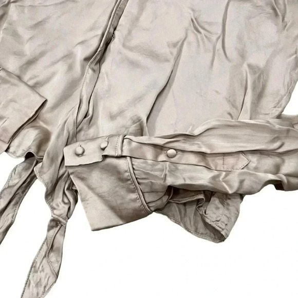 Wilfred Coffee Brown Peaufiner Cupro Front Tie Blouse XS - Picture 2 of 7